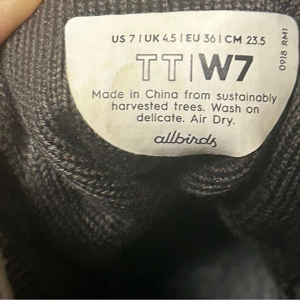 Allbirds Tree Topper Mid Top W7 Charcoal Lace Up Sneakers Wool Runner Shoes ECO - Picture 8 of 9